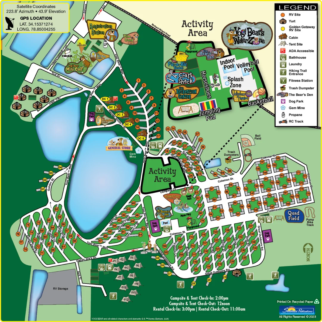 Site Map of Jellystone Tabor City Campground